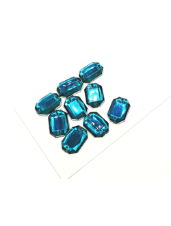 Стразы акриловые пришивные прямоугольник 10*14 мм цвет морской зеленый 28