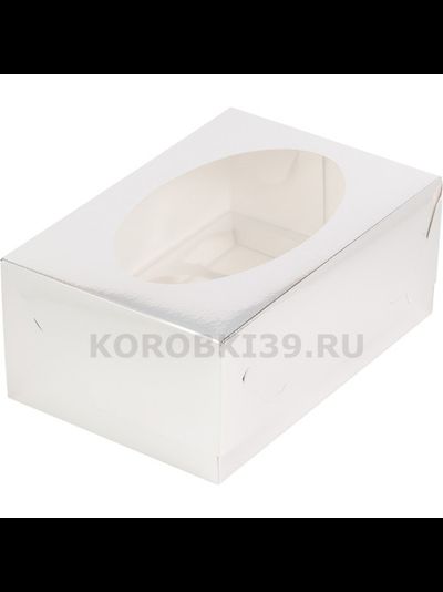 Коробка на 6 капкейков с окном (серебро), 235*160*100мм