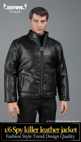 Комплект одежды (куртка, кобура и пистолет P226) 1/6 scale Spy killer leather jacket V1013 A VORTOYS