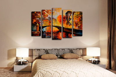 Модульная картина "Мостик через речку"