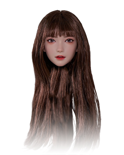 Женская голова (скульпт) с длинными каштановыми волосами и подвижными глазами - 1/6 scale Asian Movable Eyes Beauty Head Sculpt Yueyue (ZC016A) - Z6TOYS