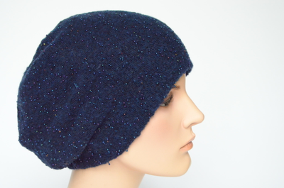 Женский берет с бисером синий Италия Вицио