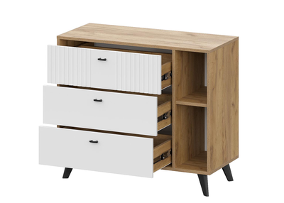 Милан Комод 3 ящика Дуб Золотой/Белый матовый