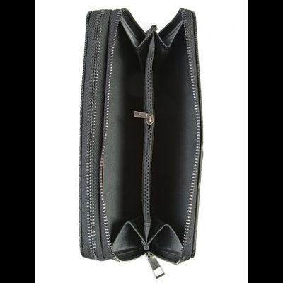 Клатч мужской с 2 молниями (крокодил/эко-кожа) (чёрный)