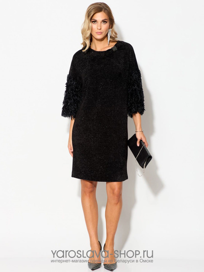 Стильное нарядное платье в черном цвете