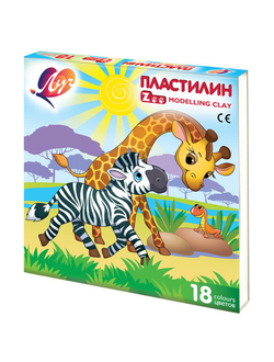 Пластилин классический ЛУЧ "Zoo", 18 цветов, 243 г, картонная коробка, 20С1358-08