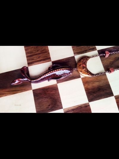 Подвеска с авантюринами и месяцем "Рыбка Лунного Пути"