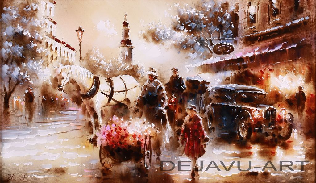 Картина художника ДАВЛЕТЬЯНОВА Г. «УТРО В ПАРИЖЕ», 35Х60, ХОЛСТ/МАСЛО