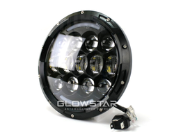 Светодиодная фарa 7 дюймов,110 Ватт, дальний/ближний, 6000K, 9-16 Вольт, на Ниву, УАЗ, Jeep Wrangler (Основной вариант), 1шт