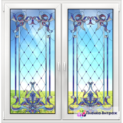 Витражная пленка, витражная пленка самоклеющаяся, пленочный витраж с классическим рисунком