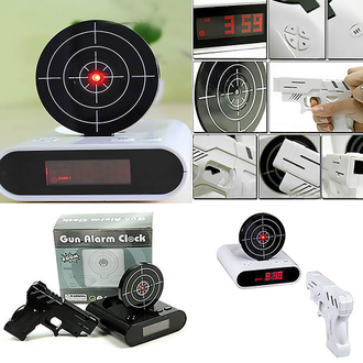 БУДИЛЬНИК ПИСТОЛЕТ С МИШЕНЬЮ GUN ALARM CLOCK ОПТОМ