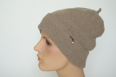 Женская шапка из кашемира с отворотом Vizio Италия 9000 CRY ореховая