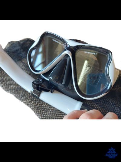 Маска для дайвинга с трубкой черно-белый Комплект