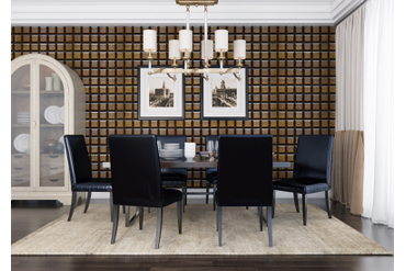 Стеновая панель из массива дуба "Квадратики шоколад" (артикул 1013-ST) в интерьере гостиной