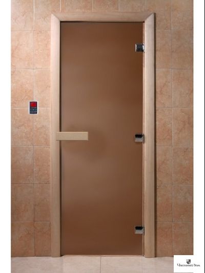 Дверь стеклянная для бани и сауны "Теплая ночь" Бронза матовая 8мм