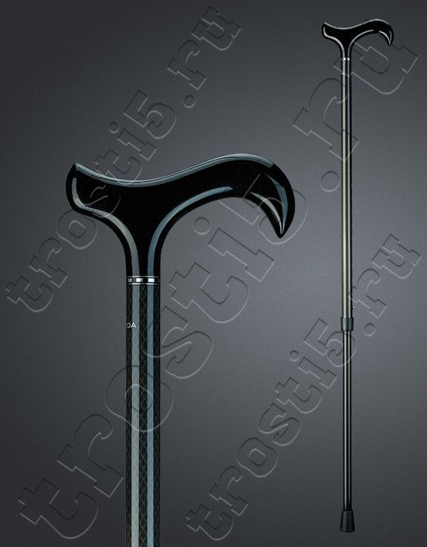 легкая карбоновая трость черного цвета с раздвижным механизмом