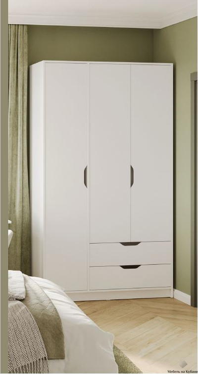 Руна ШК-03 Шкаф 3-х створчатый Белый/Белый