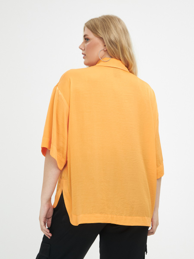 Легкая блузка с отложным воротом, цвет папайя