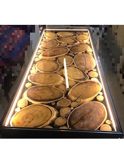 светильник-витрина из спилов