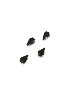 Стразы стеклянные пришивные в цапах,  6*10 мм цвет черный