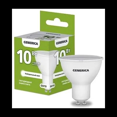 Лампа светодиодная PAR-16 GU10 10Вт 230В холодный свет Generica