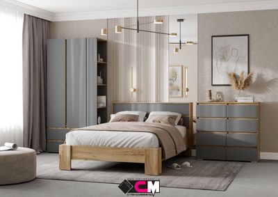 Композиция Спальни ХЕЛЕН Дуб Крафт золотой/Графит