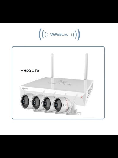 ezWireLess Kit CS-BW2424-B1E10 комплект системы WiFi видеонаблюдения состоит из 4 видеокамер Full HD + видеорегистратор + HDD 1 Tb
