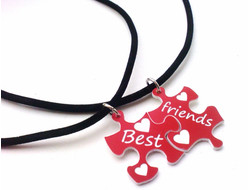Кулон "Best Friends" пазлы 2 шт, красные
