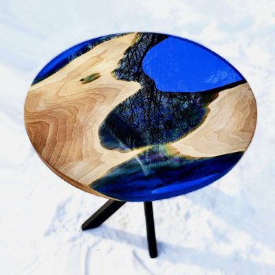 стол с рекой, стол круглый, круглый стол с рекой, река, стол из слэба, стол в гостиную, слэб, спил
