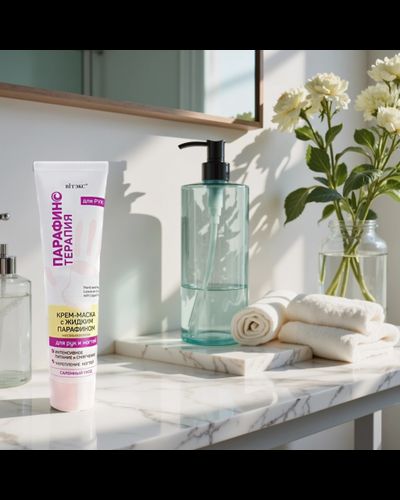 Крем-маска с жидким парафином для рук и ногтей несмываемая