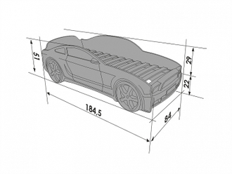 кровать-машина Мустанг 3D черная