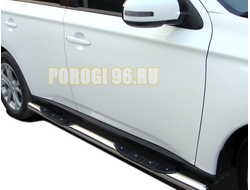 Пороги труба с проступью d76 для Mitsubishi Outlander 2015-2018