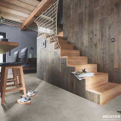 Виниловый пол Meister Минеральный камень 7438 в интерьере