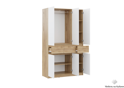 Бостон Лайт Шкаф ШК-003 (3-ств.) Дуб Крафт золотой / Белый (Гладкий)