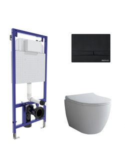 Комплект BERGES: инсталляция NOVUM, кнопка F5 SoftTouch черная, унитаз OKUS, сиденье дюропласт Toma Slim SO, микролифт, быстросъем