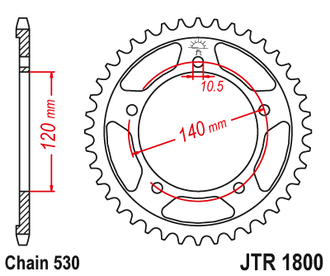 Звезда ведомая (45 зуб.) RK B6839-45 (Аналог: JTR1800.45) для мотоциклов Suzuki, Triumph