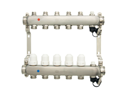 Коллекторная группа ONDO для радиаторной разводки (5 контуров) в сборе с термостатическими и запорными клапанами