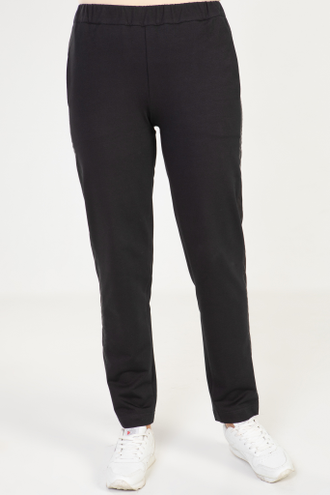 Универсальные брюки из футера с лампасами ПЛ 5109 черный (48-60).