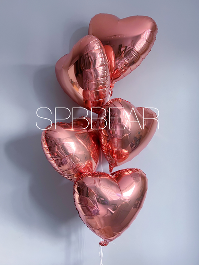 Фольгированные шары Сердца 5 штук розовое золото