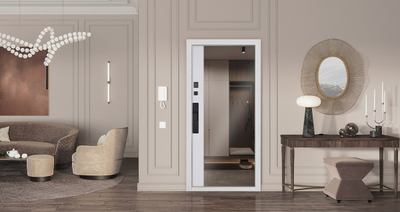 Стальная дверь   Конструктор с зеркалом (биометрический замок Smart lock Y23)