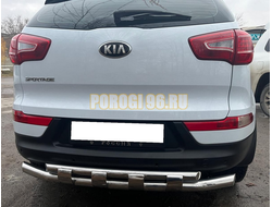 Защита заднего бампера двойная с перемычками d60/42 для Kia Sportage 2010-2015