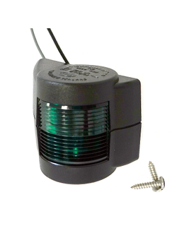 Огонь бортовой зеленый 55х86х46 мм черный корпус