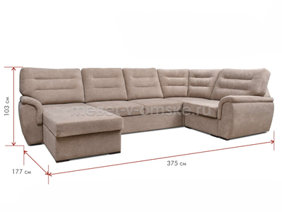 Диван угловой Валенсия большой (дельфин+оттоманка)
