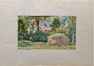 "Китайский пейзаж" шёлк на картоне тушь, акварель 1950-е годы