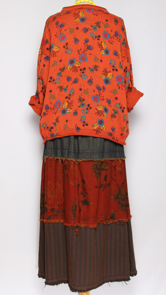 ЮБКА "Джинс ромбы винтажная" терракот до р.52