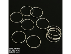 Кольцо плоское декоративное ЛЮКС 20 мм, родиевое покрытие, цена за штуку