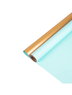 Пленка двусторонняя "Цвет с золотом" 58см*10м Небесно-голубой ПР59/8