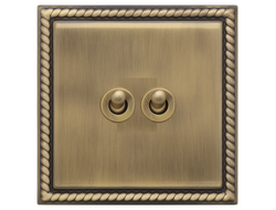 Переключатель 2-клавишный тумблер T&J Electric Colossal II Antique Brass