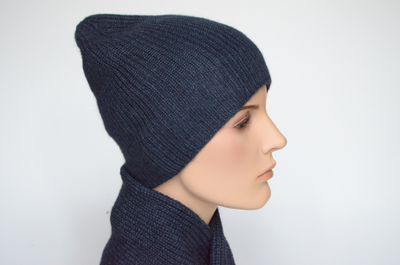 Вязаная синяя шапка и шарф Вицио италия 9015