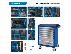 Набор инструментов 325 предметов, "BOARD", в синей тележке KING TONY 934-325AMB